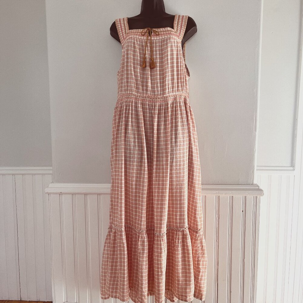 Old Navy Pink Gingham Midi Dress